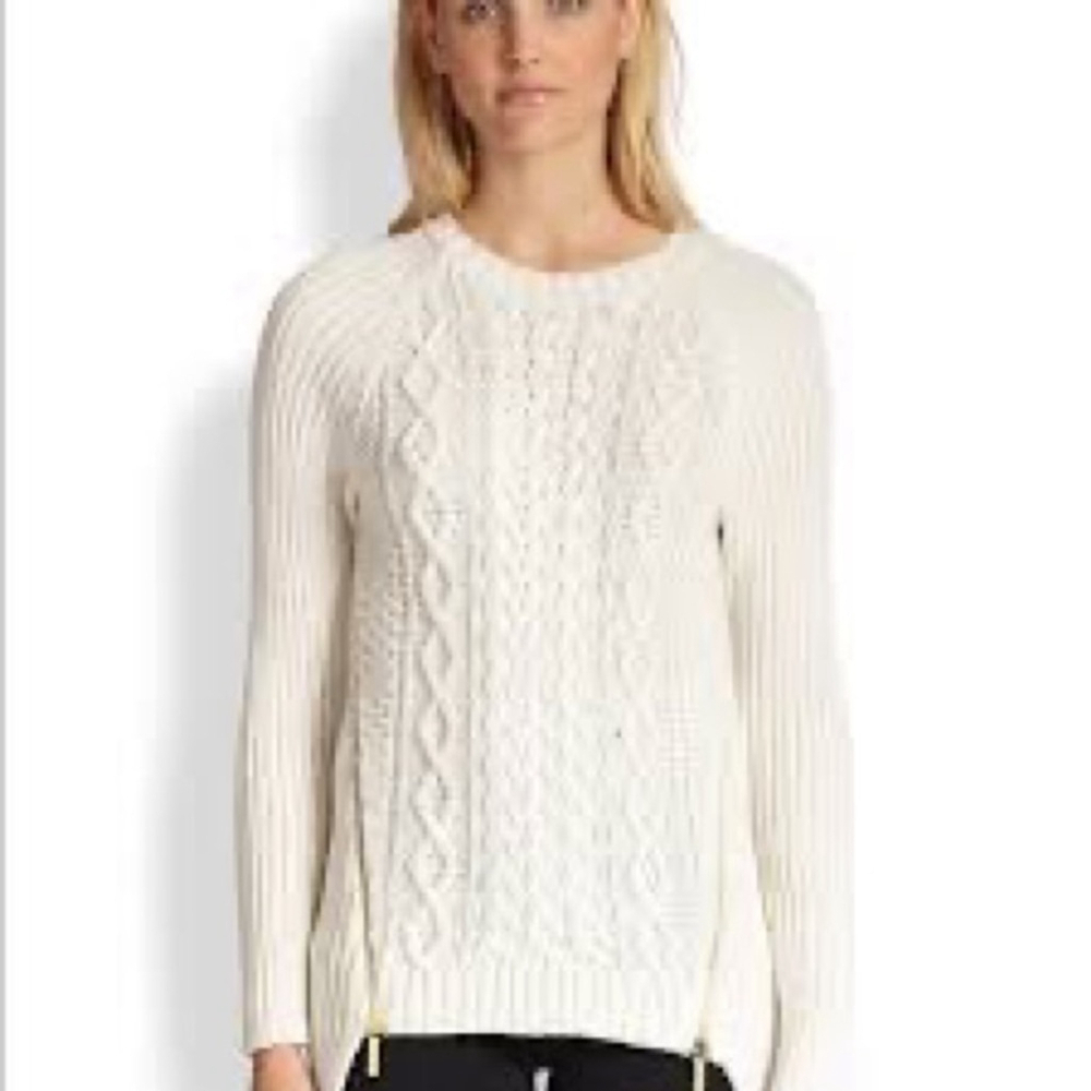 Michael Kors double zip cable knit sweater